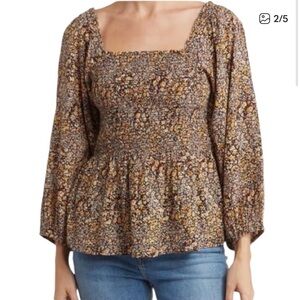 MADEWELL | Floral Smocked Top Size 8